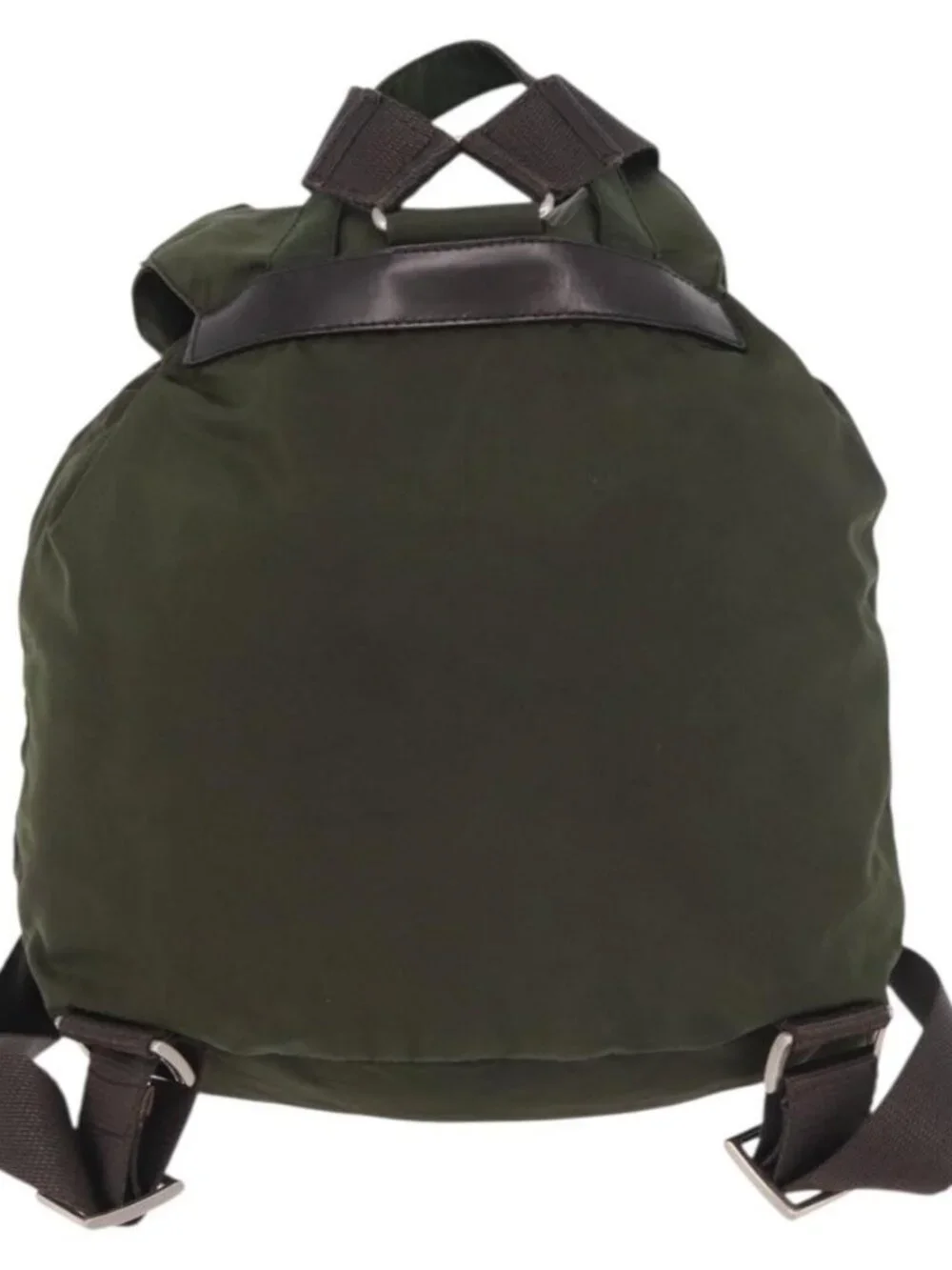 PRADA Backpack Nylon Khaki Silver Auth hk3832